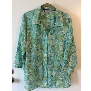 Green paisley blouse